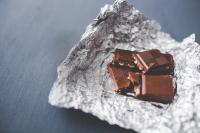 Image: chocolate bar on tinfoil. Topic: How Does Green America's Chocolate Scorecard Work?