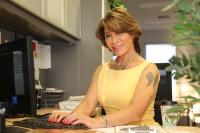 Michaela Mendelsohn at her desk