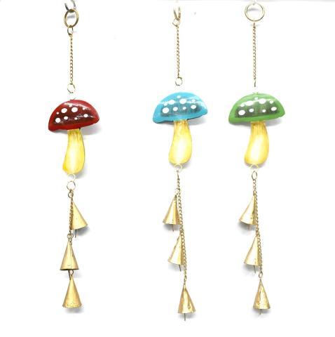 Three gold mushroom chimes. Fair Trade Gift Guide.