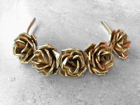 Gold flower crown. Fair Trade Gift Guide.