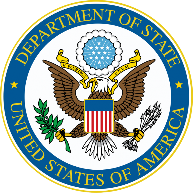 Image: Seal of Department of State. Title: Senate Votes to Ban Imports from Slave- and Child-Labor